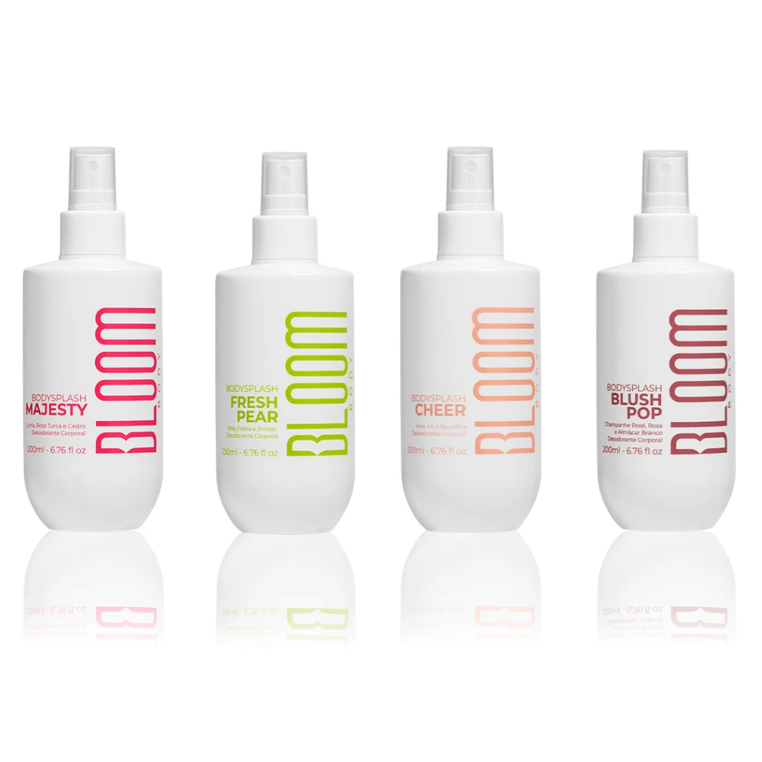 30% OFF - Kit 4 Body Splashes 200ml - Majesty + Fresh Pear + Cheer + Blush Pop