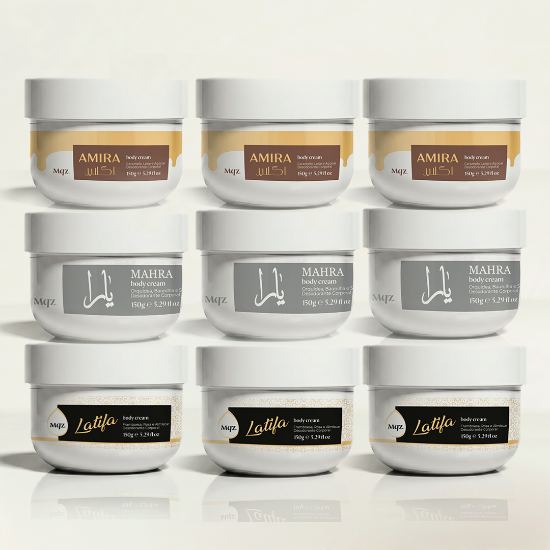 Mahra, Amira, Latifa - Kit 9 Body Cream Femininos Árabes