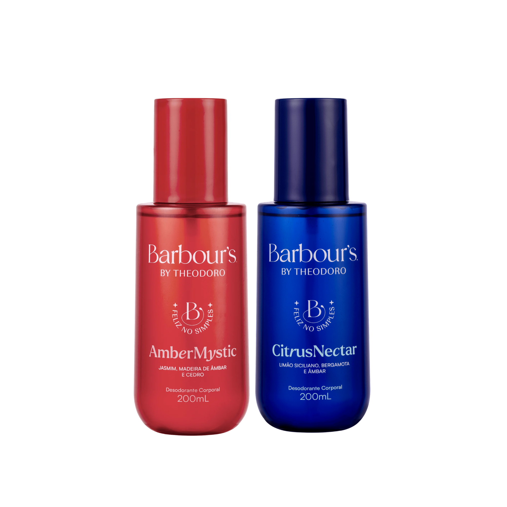 Kit 2 Body Splash Amber Mystic e Citrus Nectar Feliz no Simples Barbour’s By Theodoro 200ml