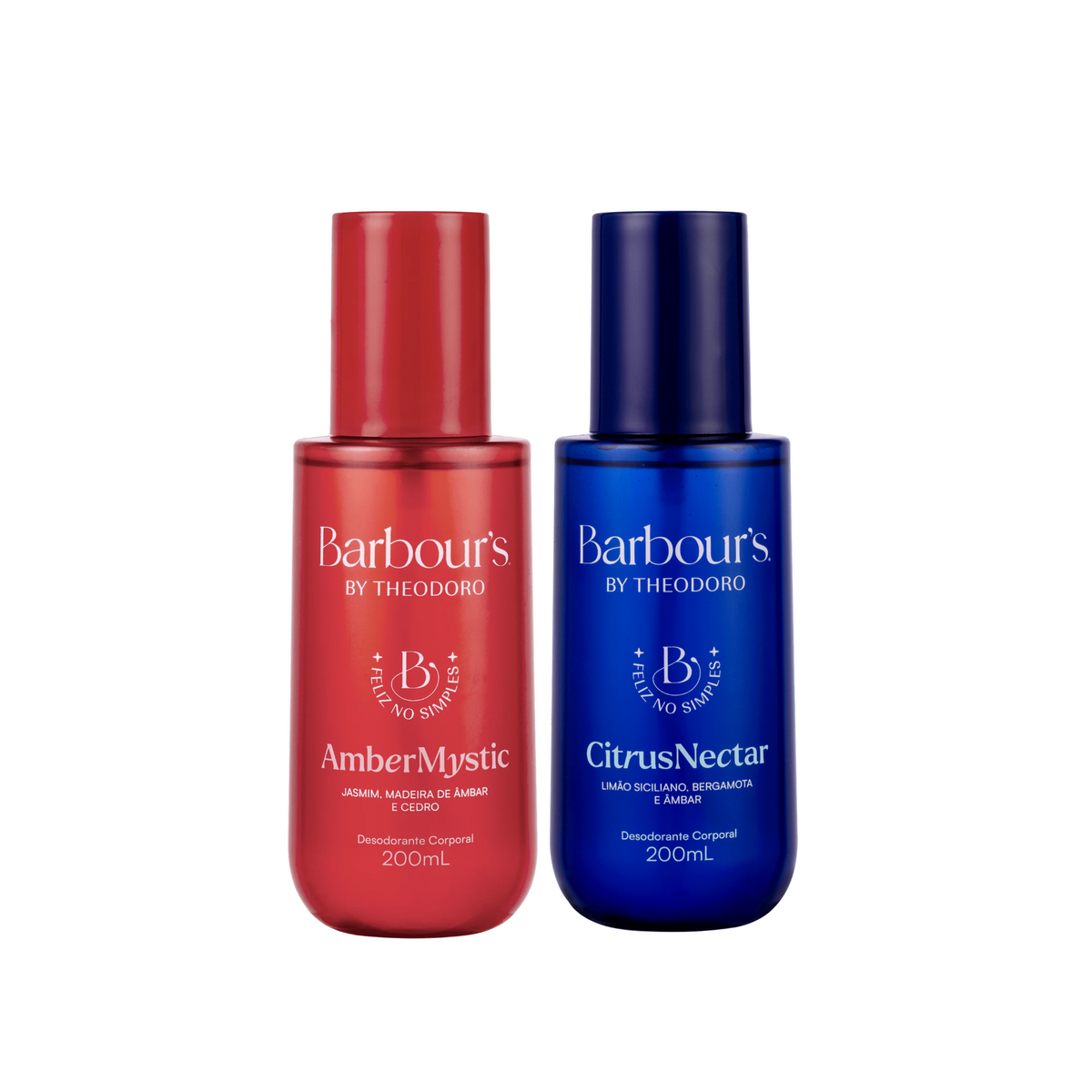 Kit 2 Body Splash Amber Mystic e Citrus Nectar Feliz no Simples Barbour’s By Theodoro 200ml