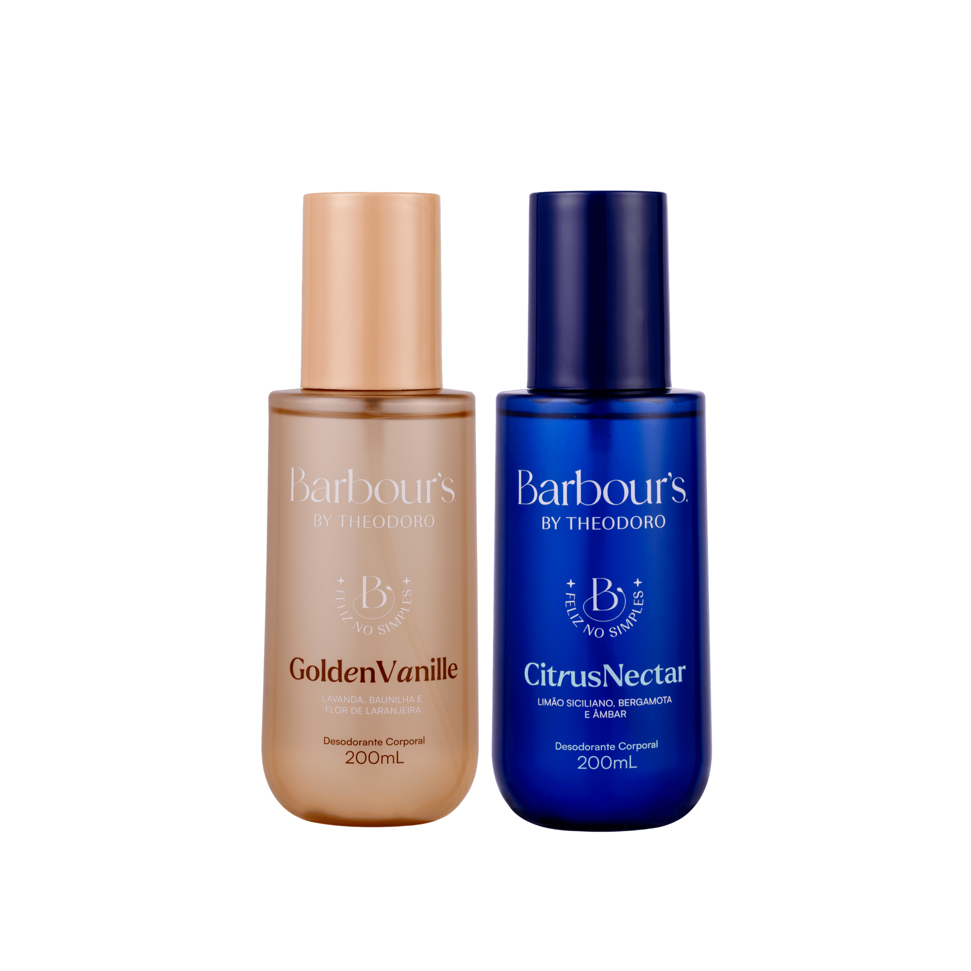 Kit 2 Body Splash Golden Vanille e Citrus Nectar Feliz no Simples Barbour’s By Theodoro 200ml