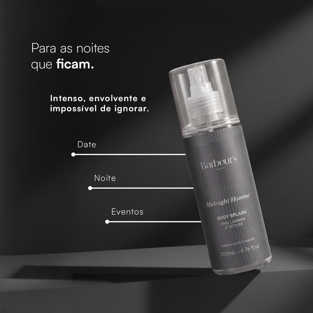 Body Splash Midnight Homme Desodorante Colônia 200ml