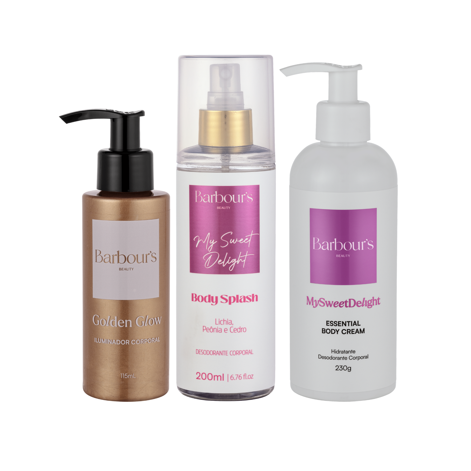 Kit - Golden Glow Iluminador Hidratante, Body Splash My Sweet Delight e Body Cream My Sweet Delight