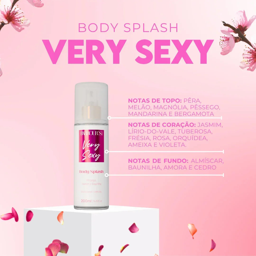 Kit 6 Body Splash Desodorante Colônia 200ml - My Sweet Delight, Very Sexy, Good Graces, Bold Homme, Seduction Homme e Ocean Homme
