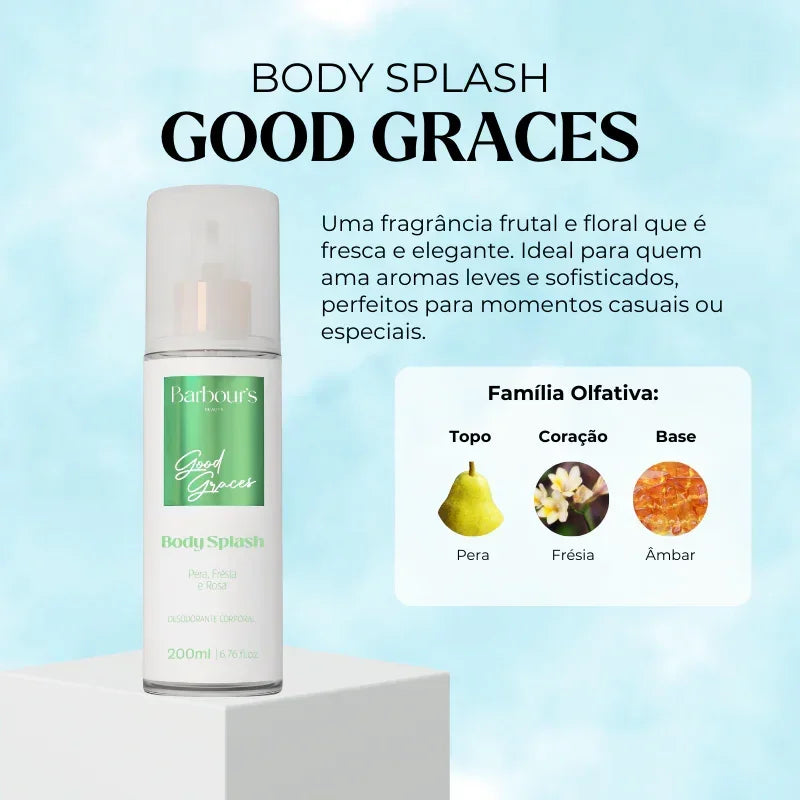 Kit 6 Body Splash Desodorante Colônia 200ml - My Sweet Delight, Very Sexy, Good Graces, Bold Homme, Seduction Homme e Ocean Homme