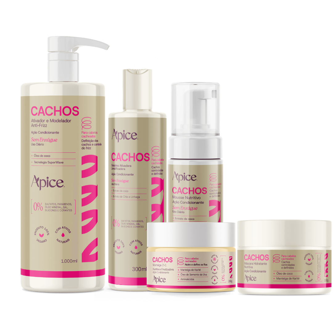 Kit Cachos - Manteiga, Máscara, Mousse, Gelatina e Ativador (5 Itens)