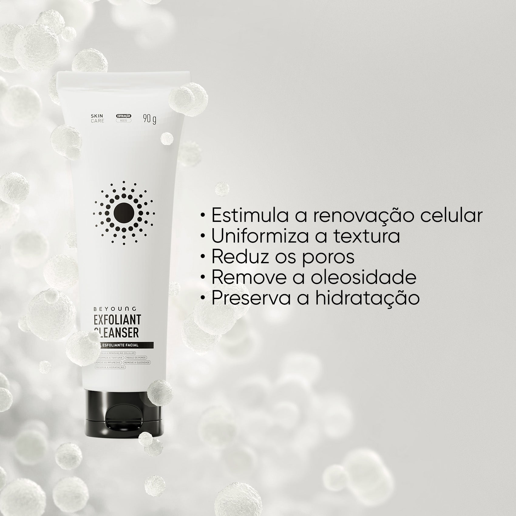 Gel de limpeza esfoliante facial