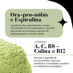 Fórmula Greens e Superfood  Sabor Maçã Verde - Fibras + Espirulina + Colina + Vitaminas