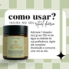 Fórmula Greens e Superfood  Sabor Maçã Verde - Fibras + Espirulina + Colina + Vitaminas