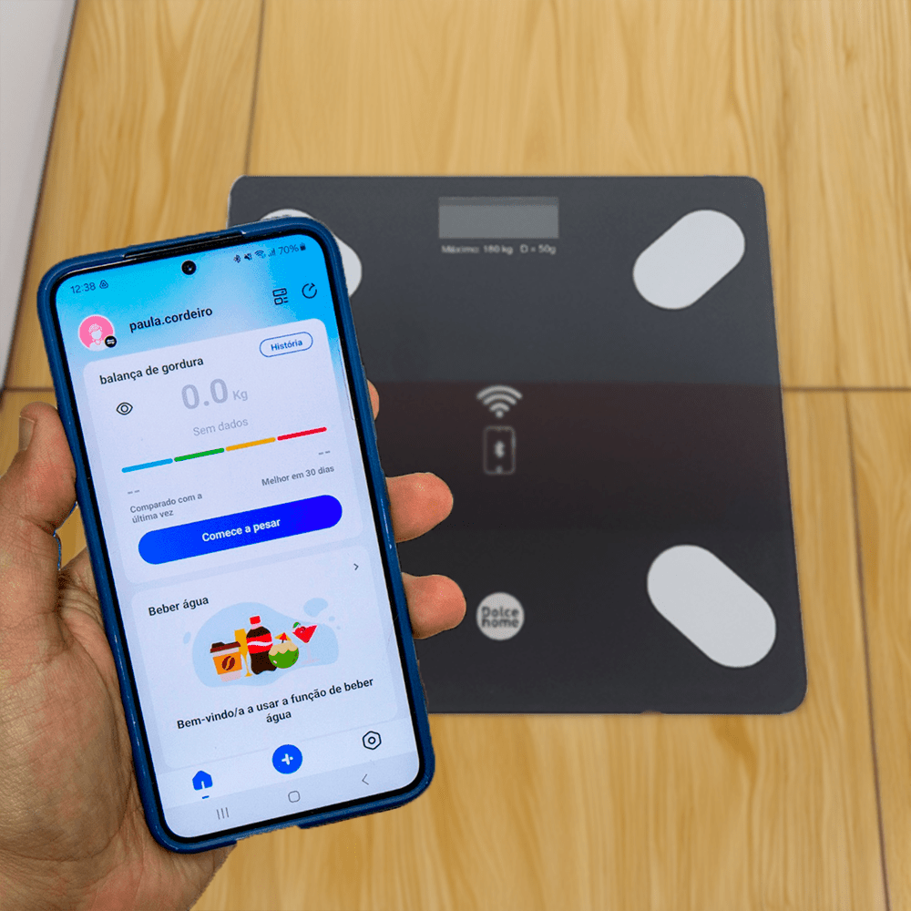 Balança de Bioimpedância Bluetooth + App com 12 funções