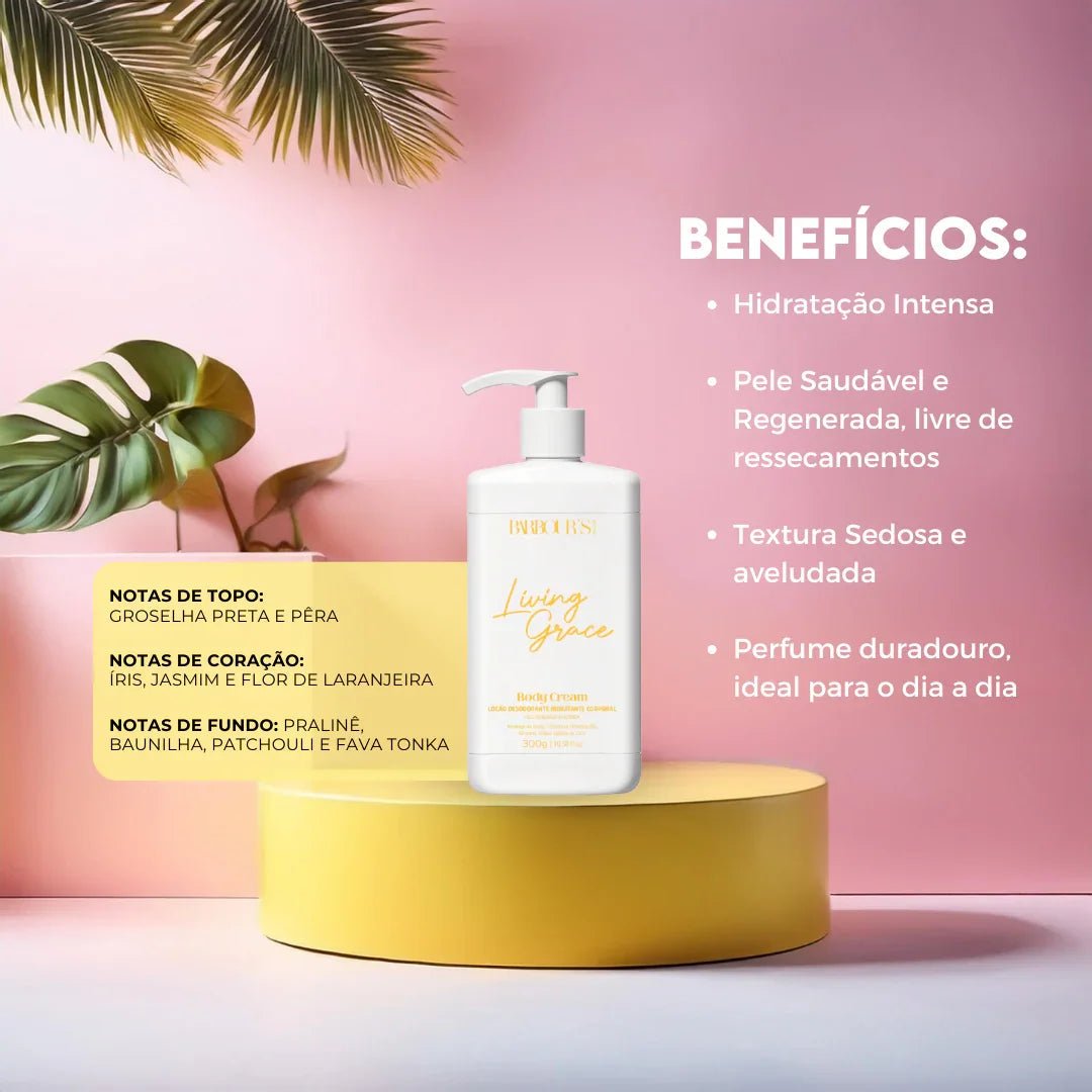 Body Cream Living Grace - Loção Desodorante Hidratante Corporal 300g