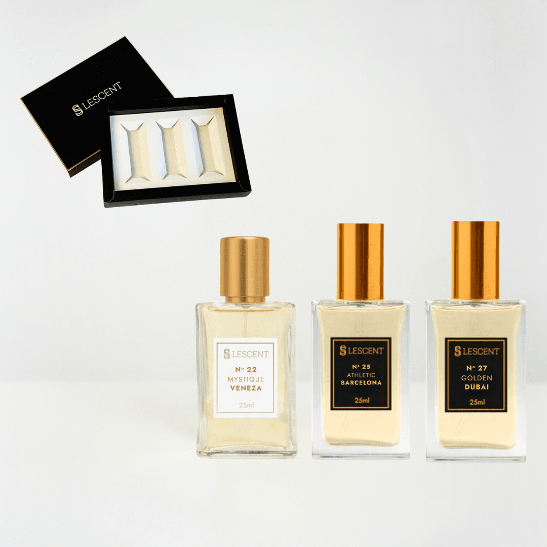 Caixa + Kit Trilogia Hit Unissex N22 + N25 + N27 25ml - Perfumes e Colónias KLC99074