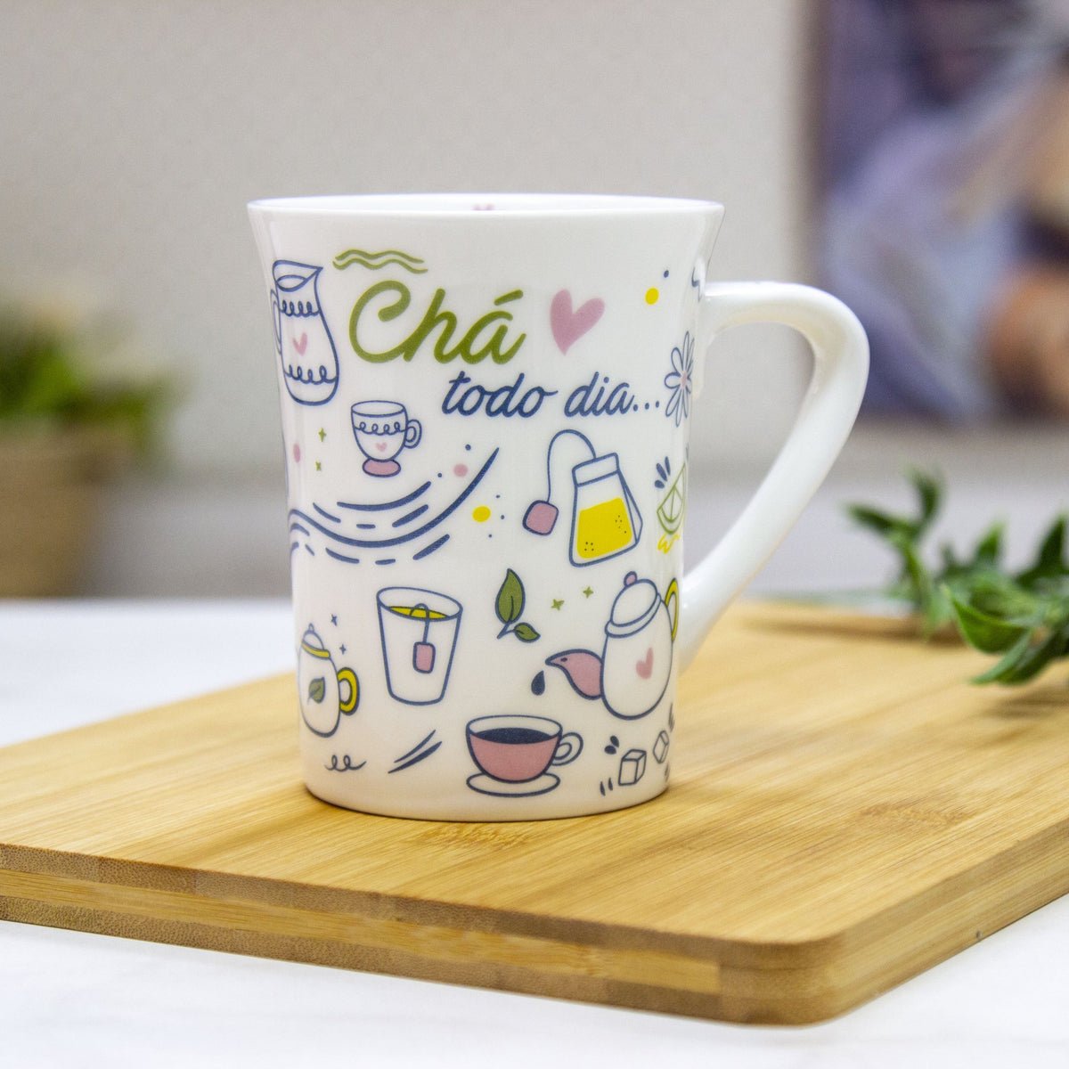 Caneca de Porcelana Chá todo Dia 340 ML - Caneca VDH03307