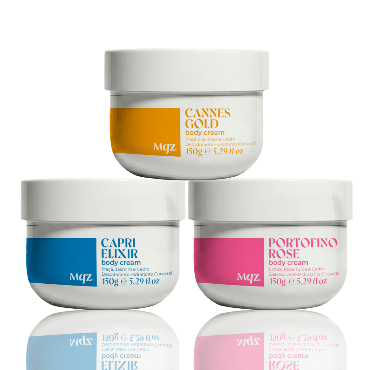 Cannes Gold, Capri Élixir e Portofino Rose - Kit 3 Body Cream Desodorante Hidratante 150g - Banho e Corpo 20080