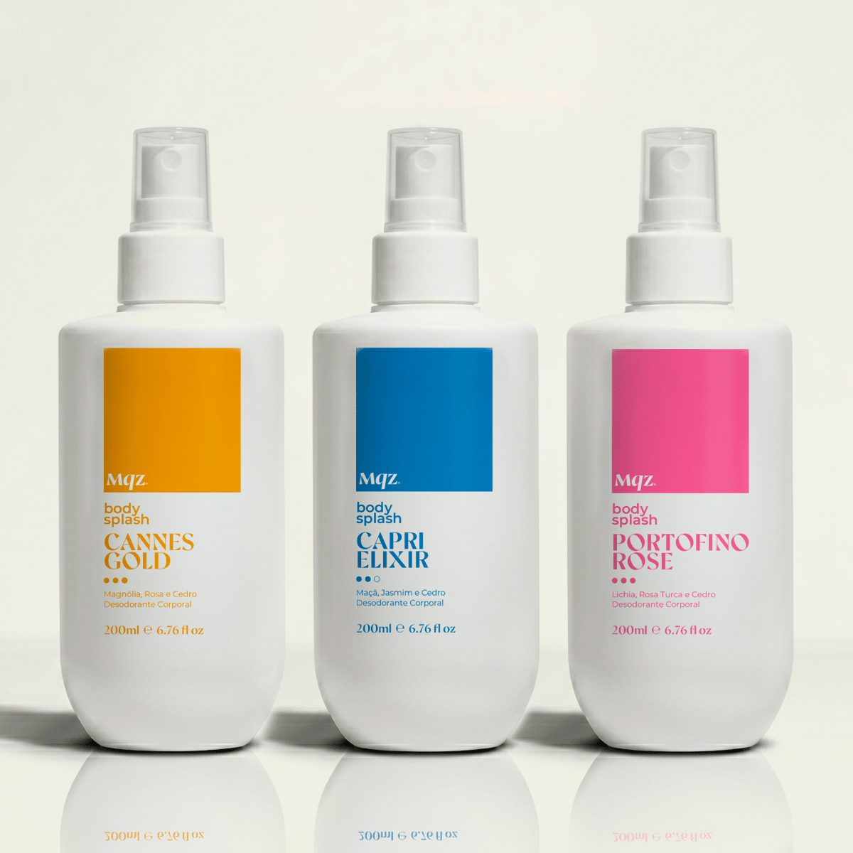 Cannes Gold, Capri Élixir e Portofino Rose - Kit 3 Body Splash Desodorante Colônia 200ml