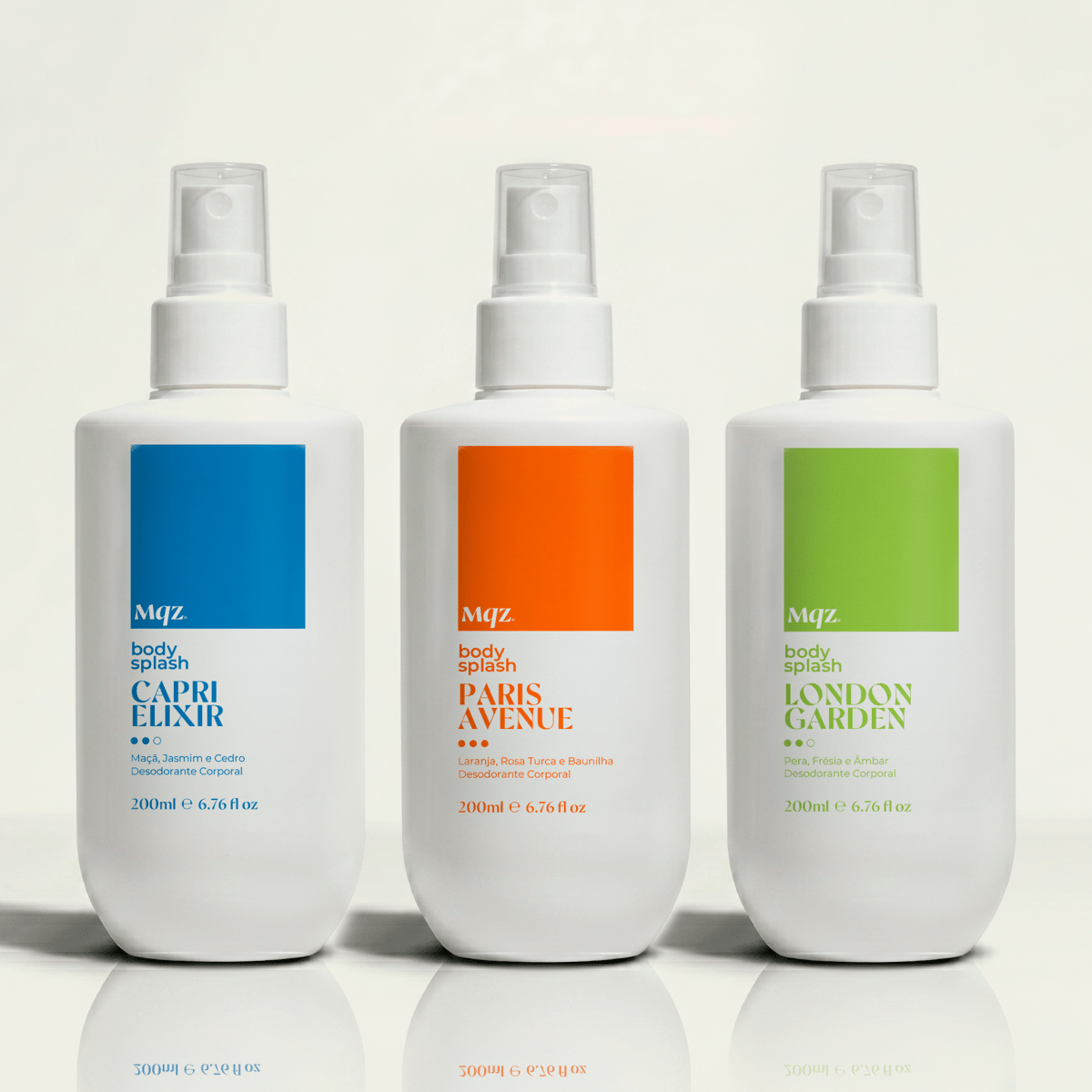 Capri Élixir, Paris Avenue e London Garden - Kit 3 Body Splash Desodorante Colônia 200ml