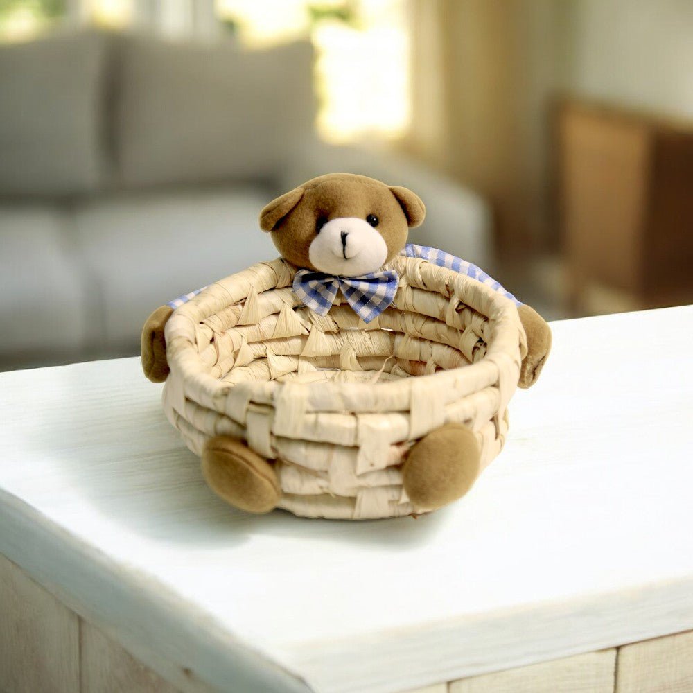 Cesta Palha Urso Pelúcia 18cm - Cesta VDH04201