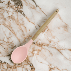 Colher de Arroz em Silicone e Madeira - Rosa