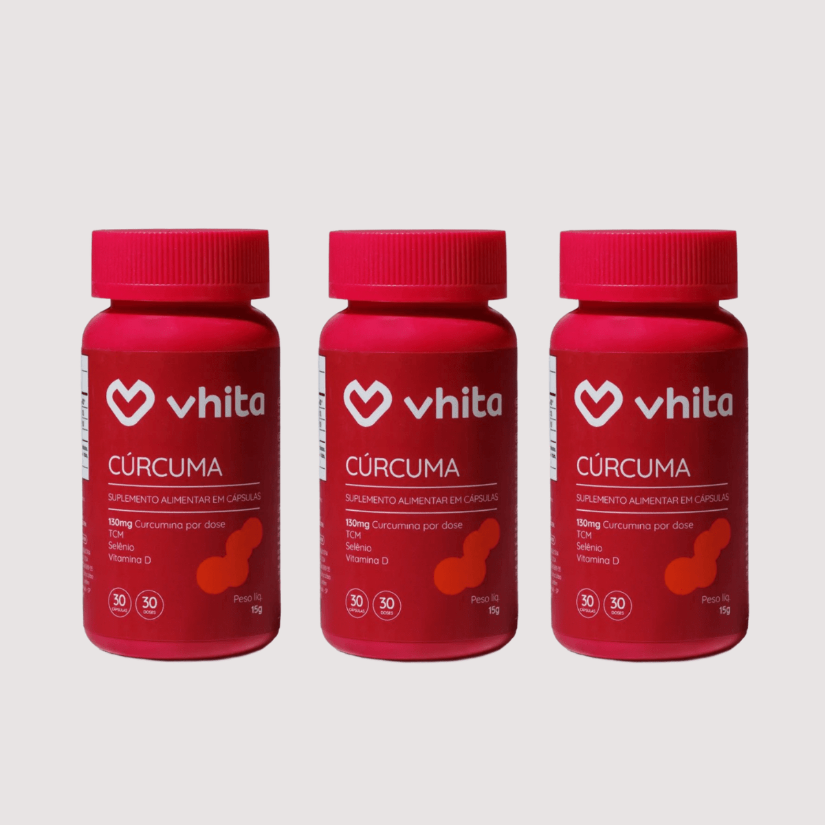 Combo 3x - Cúrcuma Longa em Cápsulas de 130mg Com TCM + Selênio e Vitamina D3 - Vitaminas e suplementos 