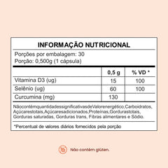 Combo 3x - Cúrcuma Longa em Cápsulas de 130mg Com TCM + Selênio e Vitamina D3