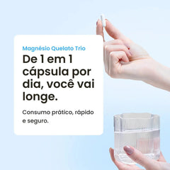 Combo 3x - Magnésio Quelato Trio 350mg | Bisglicinato, Dimalato e Taurato com Vitamina B6 (60 Cápsulas)