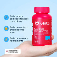 Combo 3x - Magnésio Quelato Trio 350mg | Bisglicinato, Dimalato e Taurato com Vitamina B6 (60 Cápsulas)