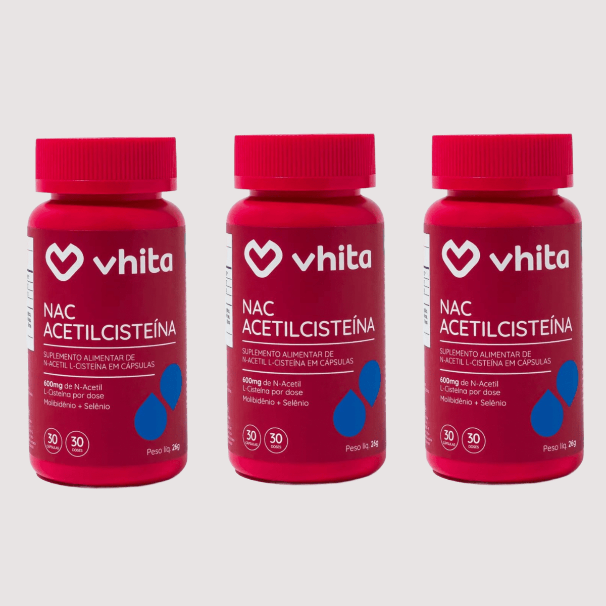 Combo 3x - N Acetilcisteína (NAC) 600mg concentrado com selênio e molibdênio