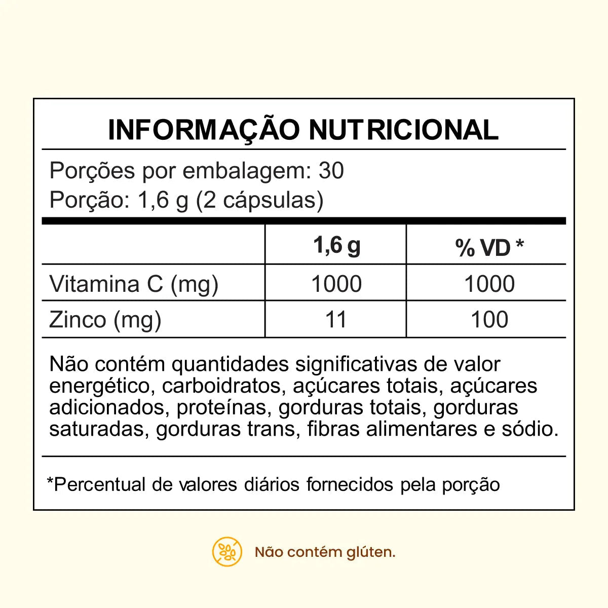 Combo 3x - Vitamina C com Zinco em cápsulas de 1000mg - Zero Calorias