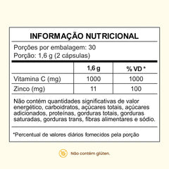 Combo 3x - Vitamina C com Zinco em cápsulas de 1000mg - Zero Calorias