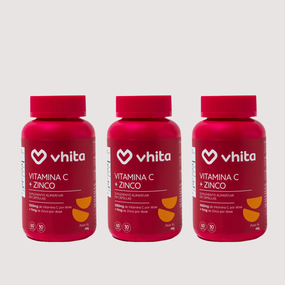 Combo 3x - Vitamina C com Zinco em cápsulas de 1000mg - Zero Calorias - Vitaminas e suplementos 