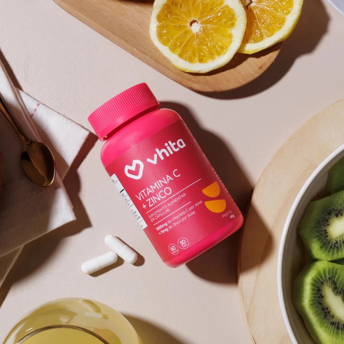 Combo 3x - Vitamina C com Zinco em cápsulas de 1000mg - Zero Calorias