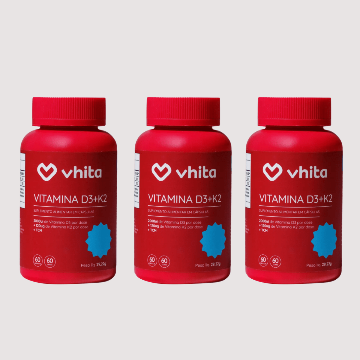 Combo 3x - Vitamina D3 2000UI com Vitamina K2 MK7
