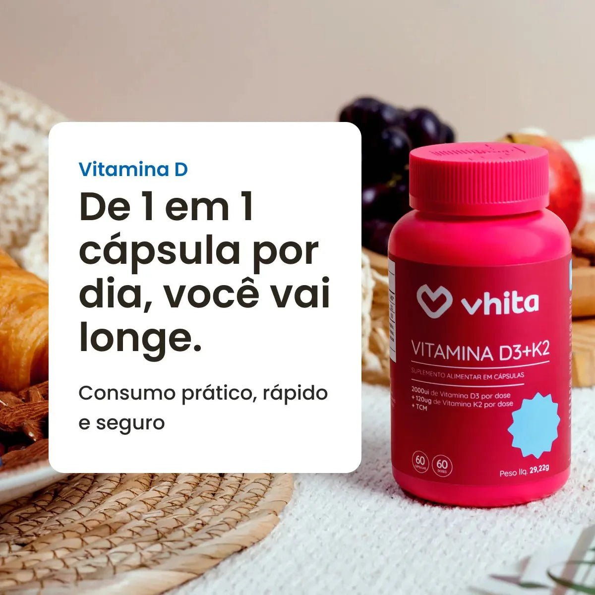 Combo 3x - Vitamina D3 2000UI com Vitamina K2 MK7