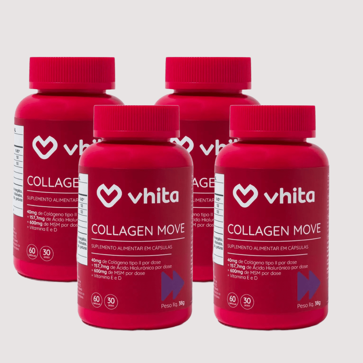 Combo 4x - Colágeno Tipo 2 Com Ácido Hialurônico — Collagen Move - Vitaminas e suplementos 