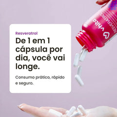Combo 4x - Resveratrol 165mg com licopeno biotina e proantocianidinas em 1 cápsula