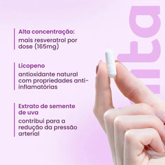 Combo 4x - Resveratrol 165mg com licopeno biotina e proantocianidinas em 1 cápsula