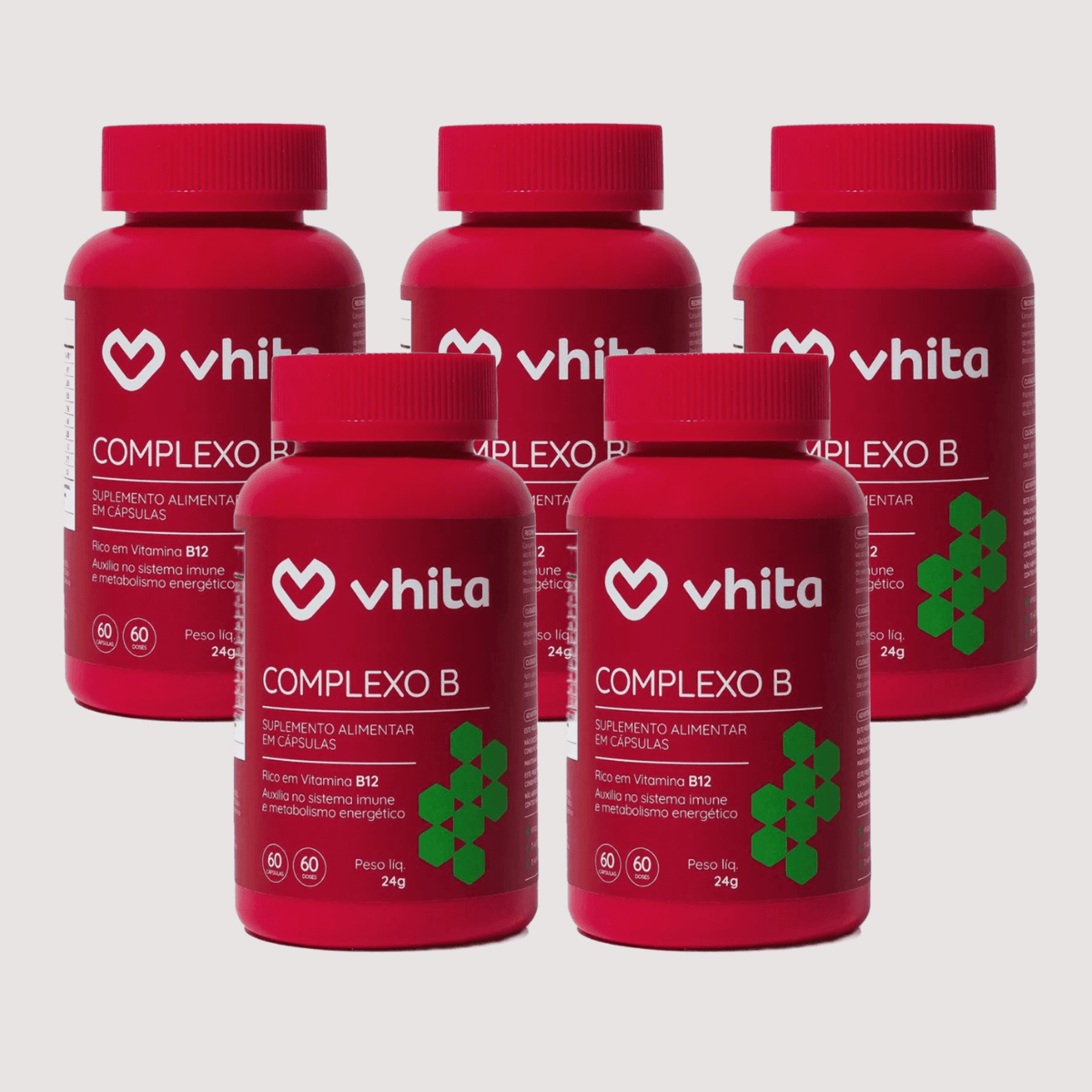 Combo 5x - Complexo B com Manganês - 60 cápsulas - Vitaminas e suplementos 