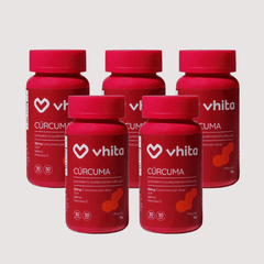 Combo 5x - Cúrcuma Longa em Cápsulas de 130mg Com TCM + Selênio e Vitamina D3