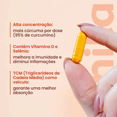 Combo 5x - Cúrcuma Longa em Cápsulas de 130mg Com TCM + Selênio e Vitamina D3