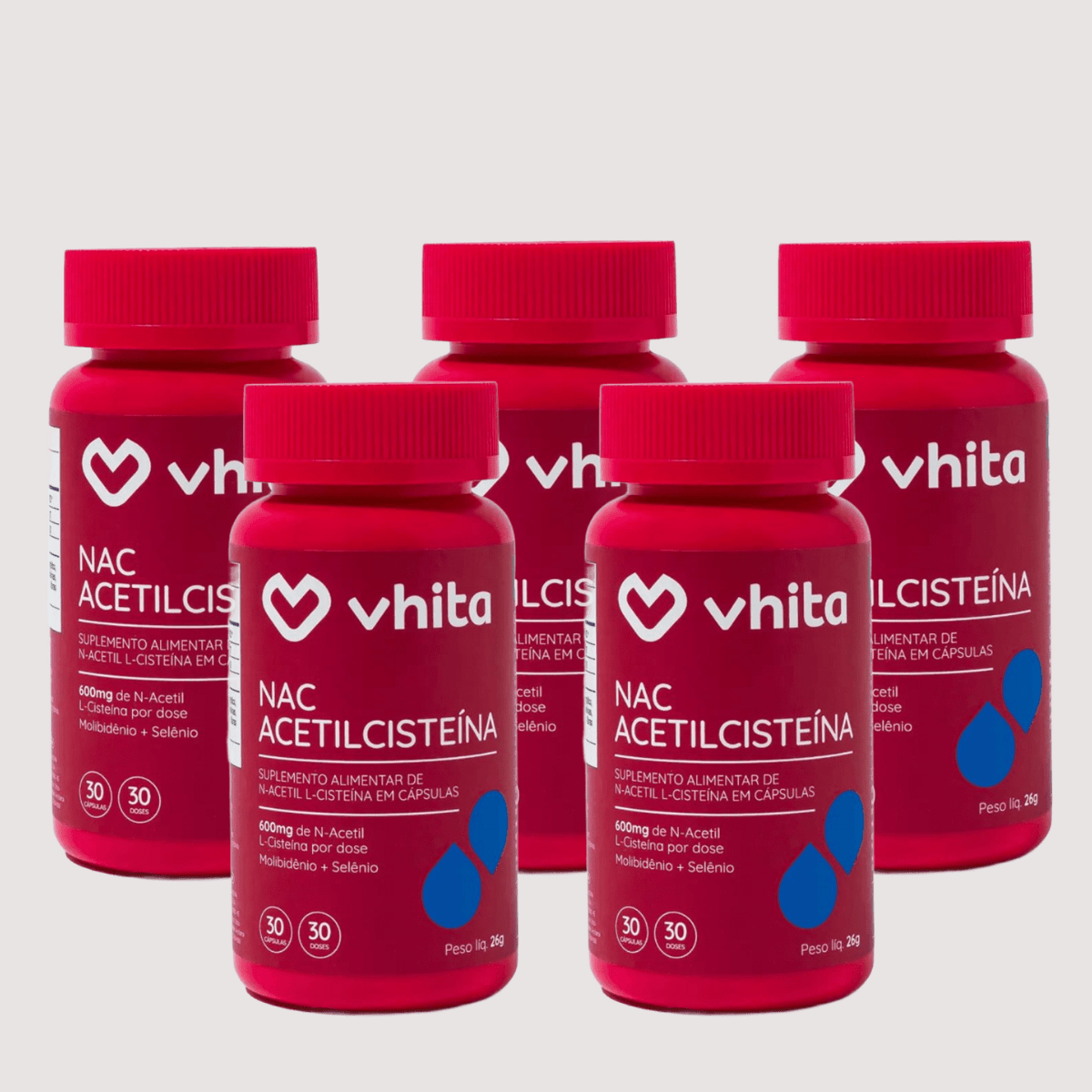Combo 5x - N Acetilcisteína (NAC) 600mg concentrado com selênio e molibdênio