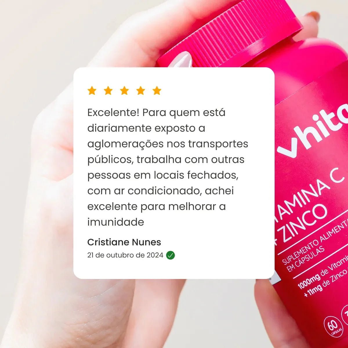 Combo 5x - Vitamina C com Zinco em cápsulas de 1000mg - Zero Calorias