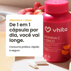 Combo 5x - Vitamina C com Zinco em cápsulas de 1000mg - Zero Calorias