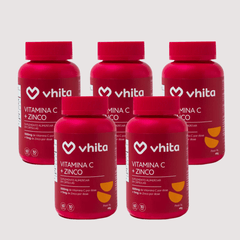 Combo 5x - Vitamina C com Zinco em cápsulas de 1000mg - Zero Calorias