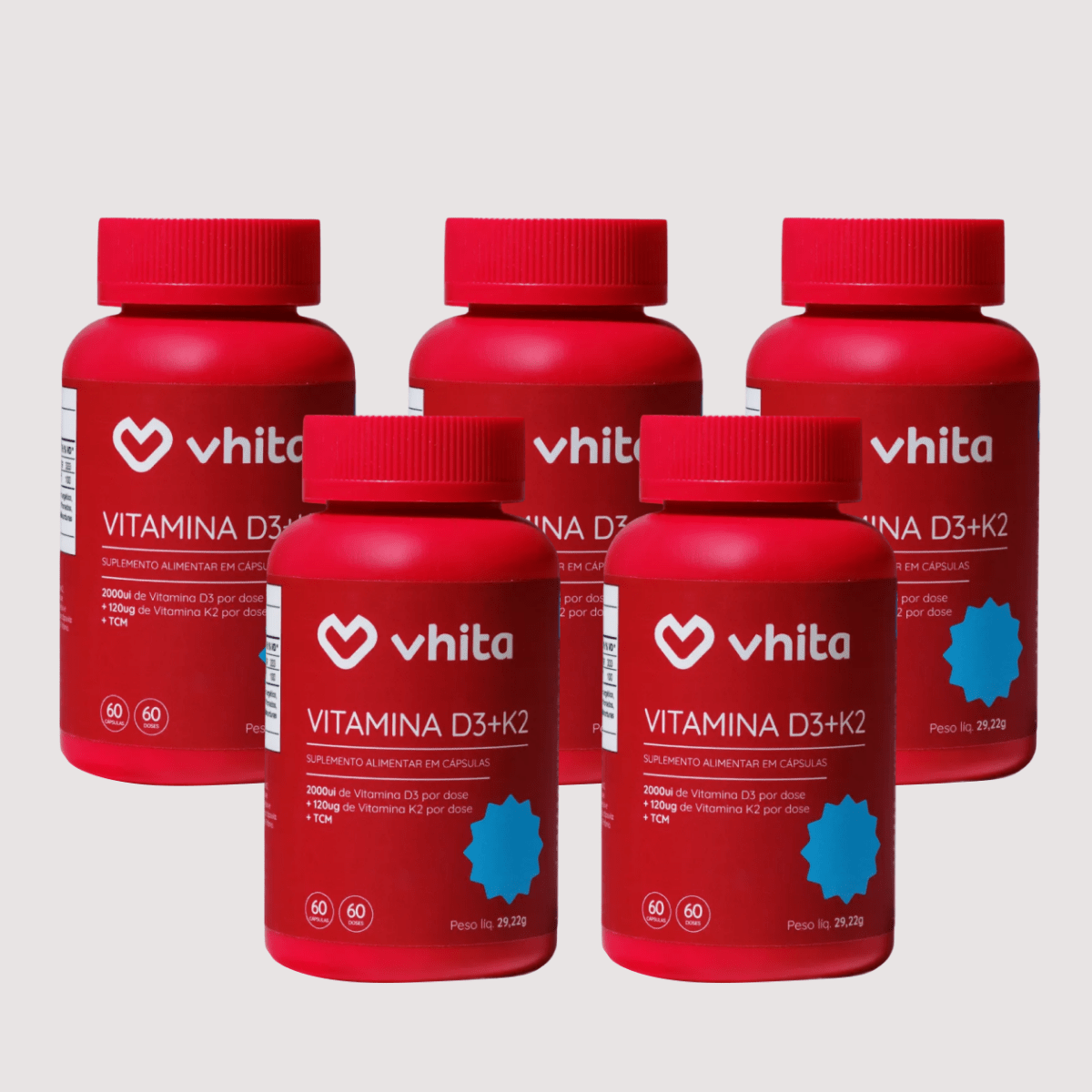 Combo 5x - Vitamina D3 2000UI com Vitamina K2 MK7