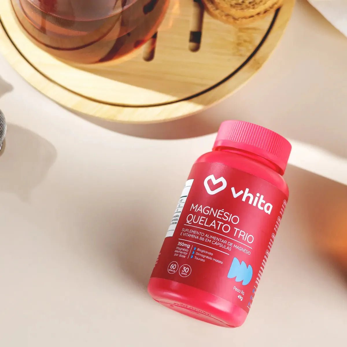 Combo 6x - Magnésio Quelato Trio 350mg | Bisglicinato, Dimalato e Taurato com Vitamina B6 (60 Cápsulas)