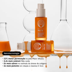 Combo Sérum Facial Antioxidante 18% Nano Vitamina C + 3% Esqualano - 3 Produtos