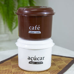 Conjunto 2 Potes para Mantimentos Açúcar e Café - 1,6L