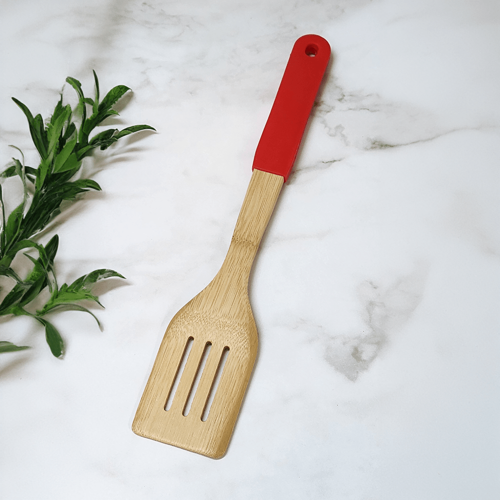 Espatula Furada de Bambu e Silicone - Utensílio de Cozinha VDH03467