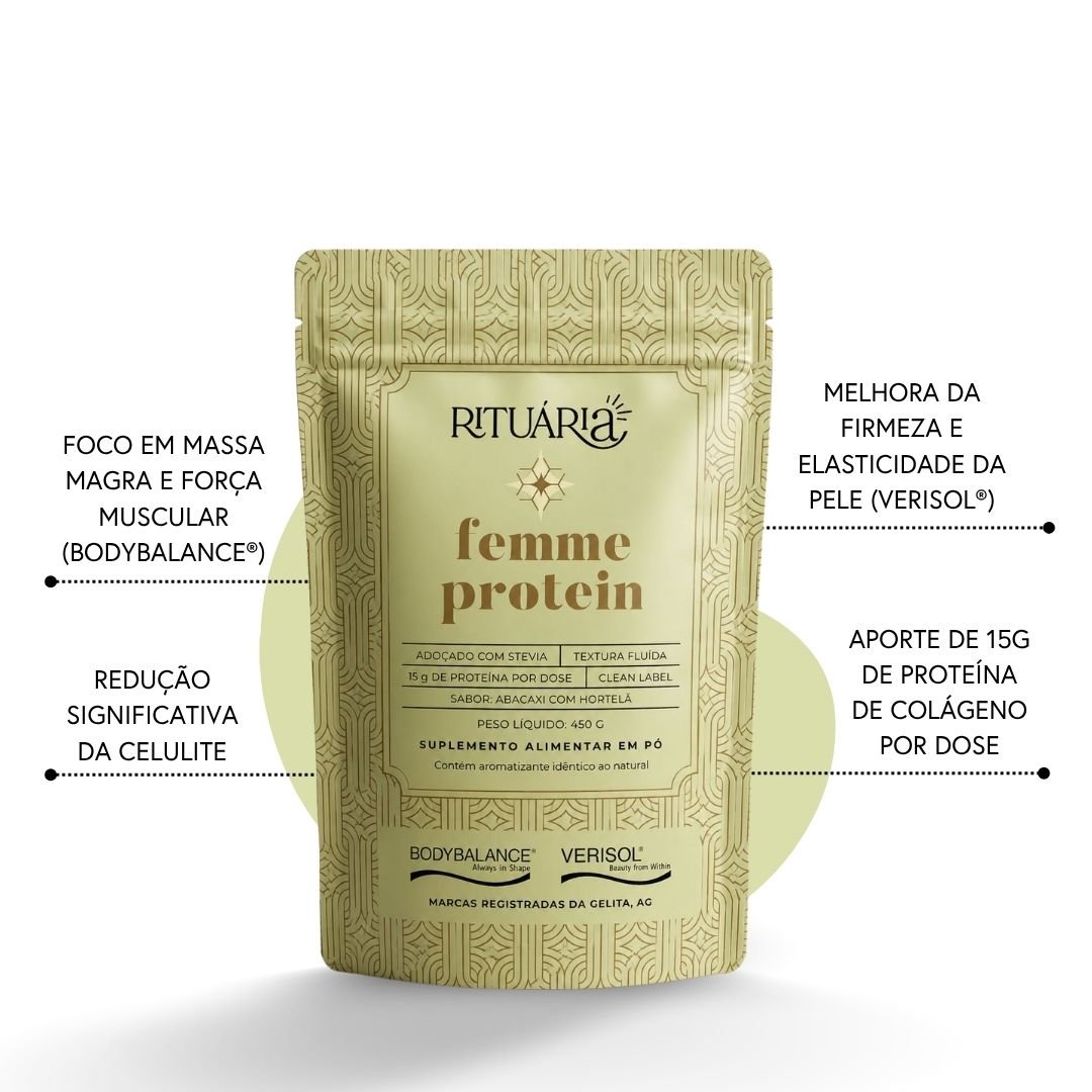 Femme Protein - Colágeno BODYBALANCE® + VERISOL® - Sabor Abacaxi Com Hortelã