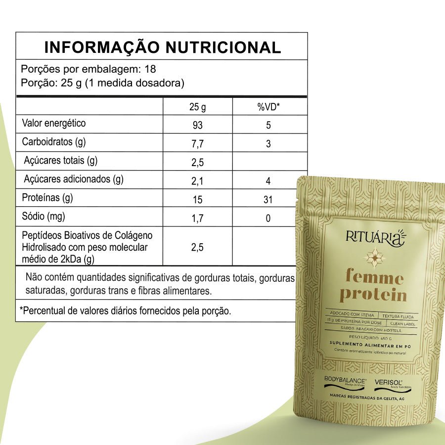 Femme Protein - Colágeno BODYBALANCE® + VERISOL® - Sabor Abacaxi Com Hortelã